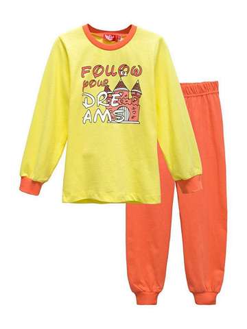 Пижама для девочки желтый_коралл  9191    