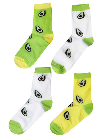 JKCNG09 Комплект носков для девочек 4 пары Авокадо-белый_желтый_зеленый