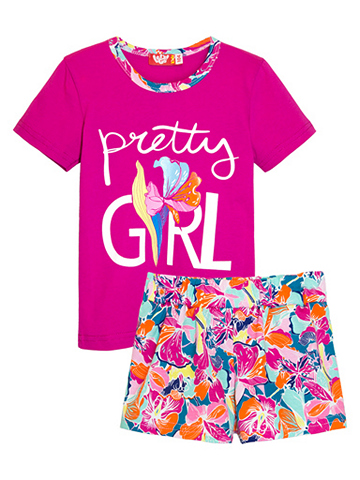 4171 Комплект (футболка-шорты) для девочки фуксия_розовый
