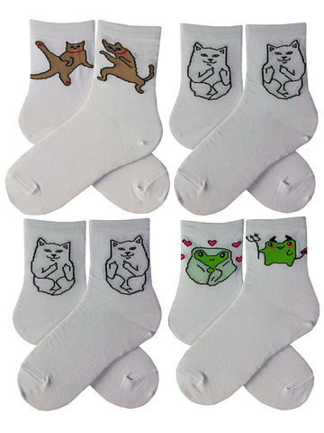 JKCNG09 Комплект носков для девочек 4 пары Белый