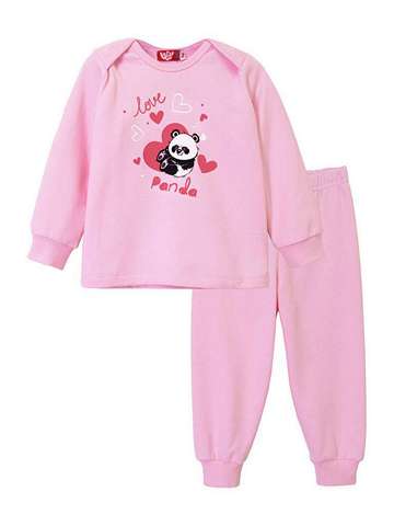 Пижама с начесом для девочки светло-розовый  9195