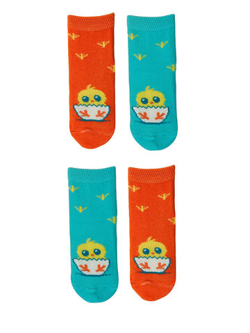 JKCNG10 Комплект носков для девочек 4 пары Цыпленок-оранжевый_голубой