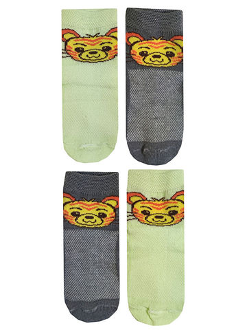 JKMNG06 Комплект носков для мальчиков 4 пары Тигра-салатовый_серый