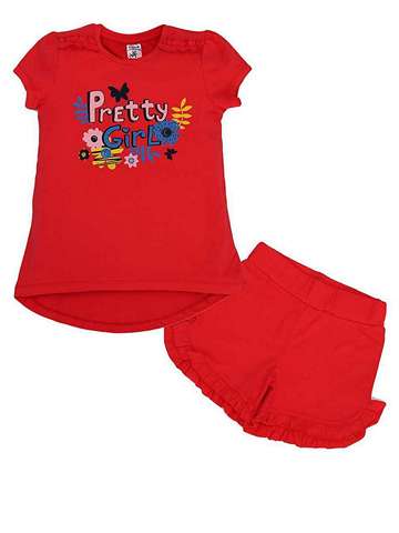 Комплекты(футболка, шорты) для девочки Красный SH293
