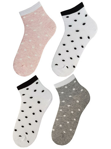 JKCNG09 Комплект носков для девочек 4 пары Горохи-серый_белый_розовый