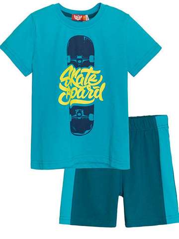 Комплект (футболка-шорты) для мальчика бирюзовый_темно-бирюзовый 4252