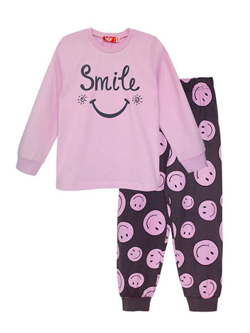 91155 Пижама для девочки розовый_темно-серый
