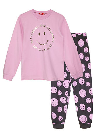 91161 Пижама для девочки розовый_темно-серый