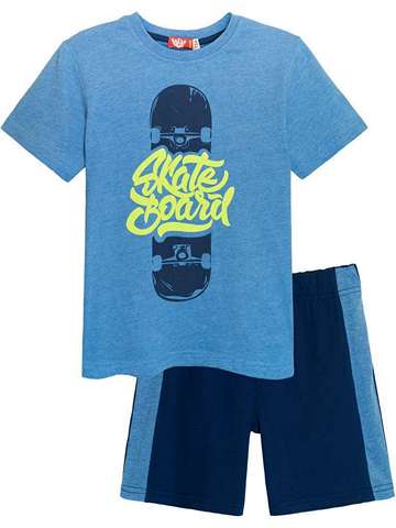 Комплект (футболка-шорты) для мальчика джинс_темно-джинс 4256