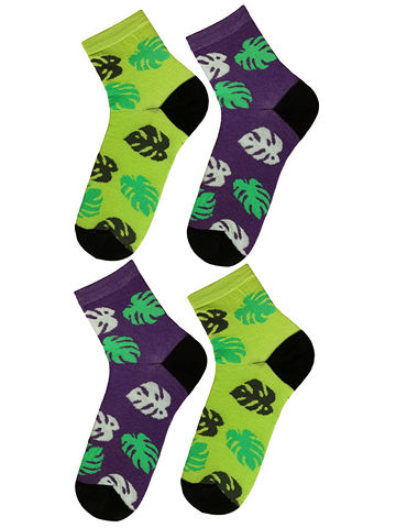 JKCNG11 Комплект женских носков 4 пары Фиолетовый_зеленый
