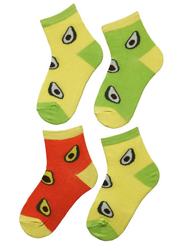 JK101 Комплект детских носков 4 пары Авокадо-зеленый_оранжевый_желтый