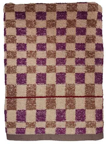 Полотенце махровое коричнево-сиреневые квадраты 130 ПТК
