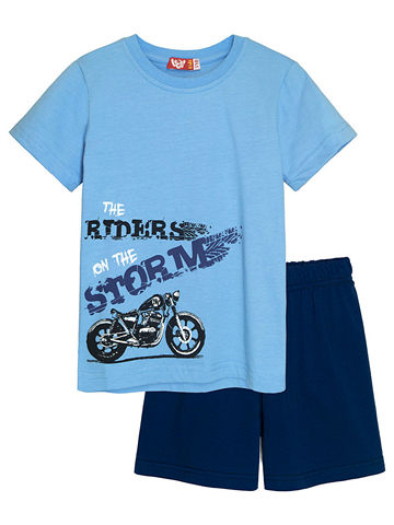 92128 Комплект для мальчика (футболка-шорты) светло-голубой_темно-синий