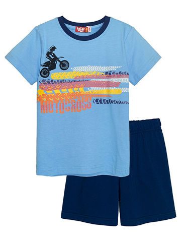 92131 Комплект для мальчика (футболка-шорты) светло-голубой_темно-синий
