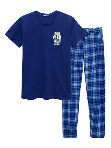 Комплект футболка, брюки  мужской темно-синий  453
