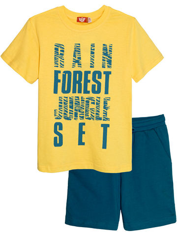4267 Комплект (футболка-шорты) для мальчика желтый_темно-бирюзовый