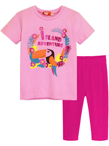 4164 Комплект (футболка-бриджи) для девочки светло-розовый_фуксия