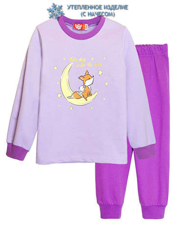 91122 Пижама с начесом для девочки сиреневый_фиолетовый