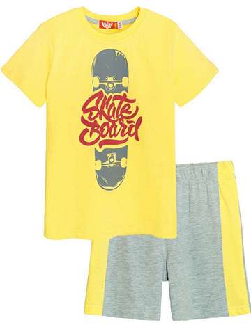 Комплект (футболка-шорты) для мальчика желтый_серый 4252