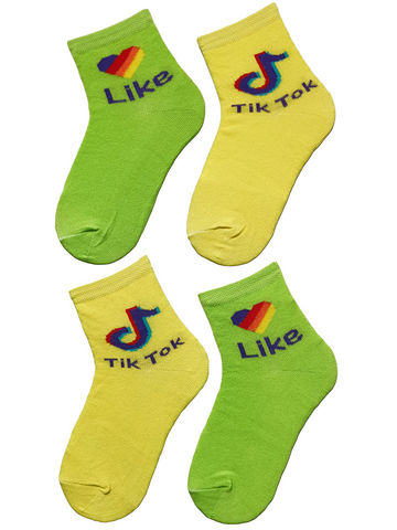 JKCNG10 Комплект носков для девочек 4 пары Зеленый_желтый