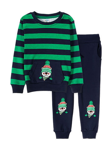 SH429 Пижамы для мальчиков Зеленый-темно синий