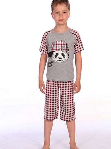 Пижама для мальчика бордо_серый ПЖ-12