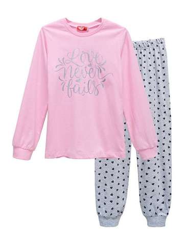 Пижама для девочки светло-розовый_серый  9192    