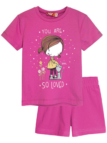 91143 Комплект для девочки (футболка-шорты) розовый