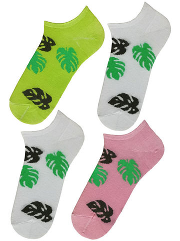 JKCNG11 Комплект женских носков 4 пары Манстера-зеленый_белый_розовый